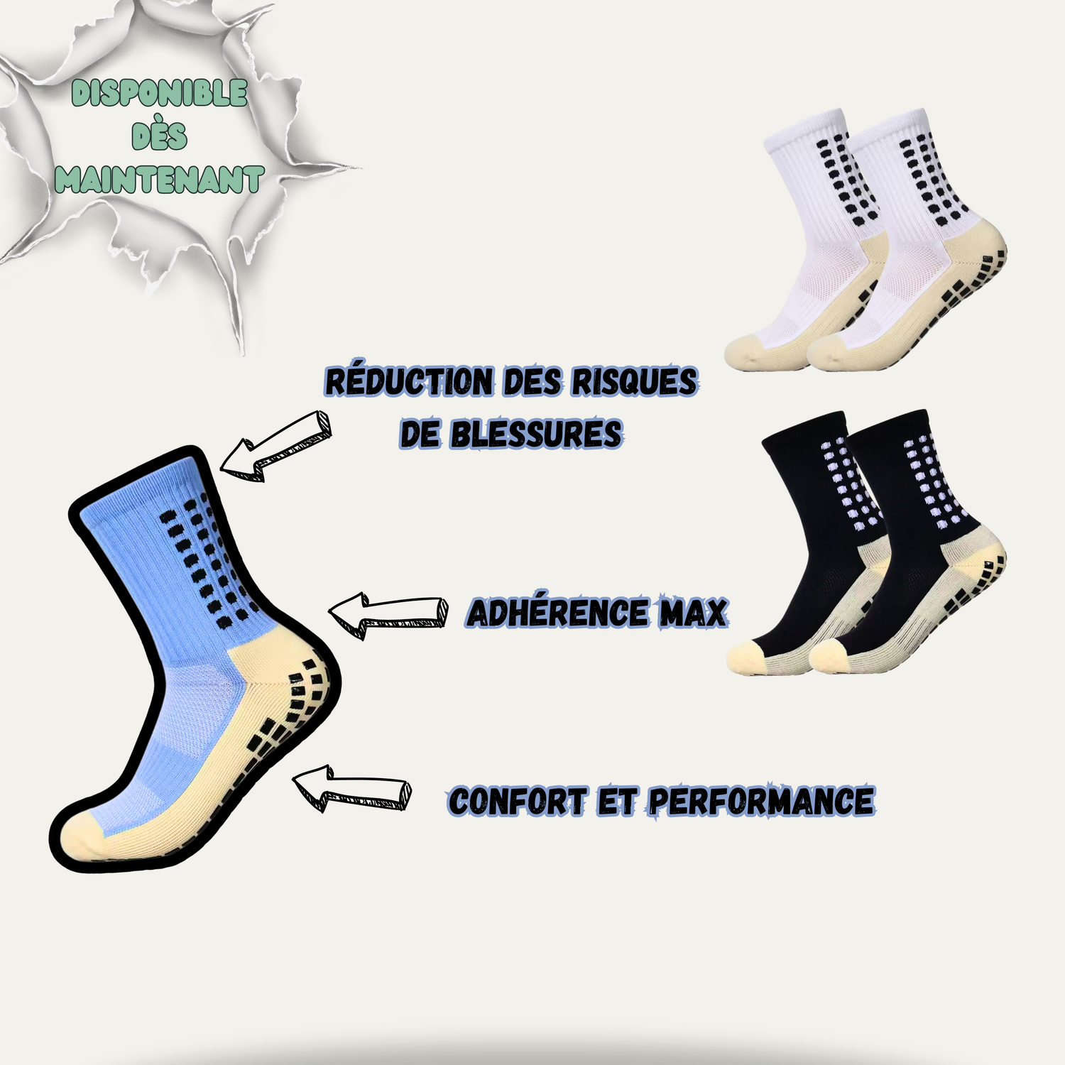 Chaussettes anti derapant chez King Protect