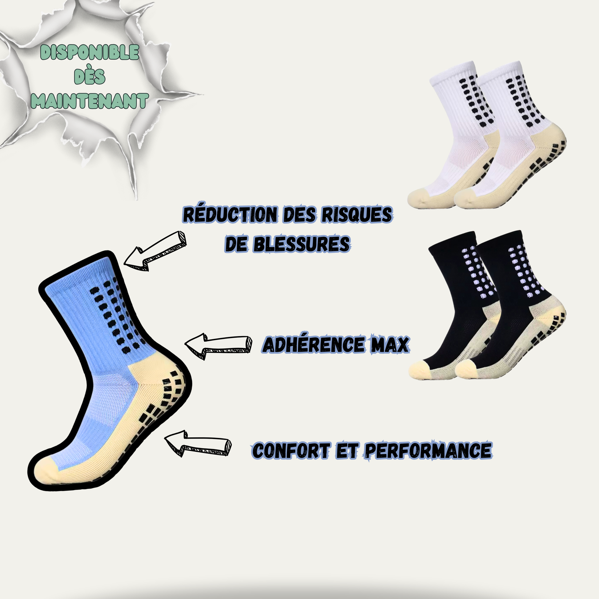 Chaussettes anti derapant chez King Protect