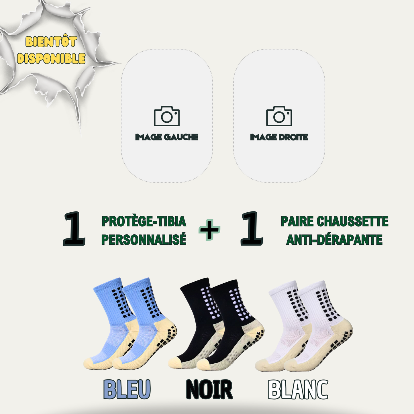 Pack Football Ultime : Protège-Tibias Personnalisés + Chaussettes Antidérapantes